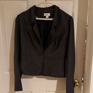 LOFT Black Cropped Single-Button Blazer